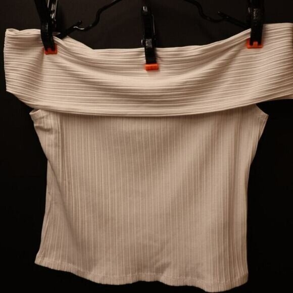 -Madewell NWT Womens Ribbed Off-the-Shoulder Top in Pristine White Size L - Picture 4 of 14